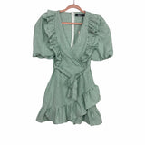 Missguided Mint Gingham Ruffle Wrap Dress NWT- Size US 2