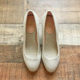 J Crew Cream/Gold Metallic Canvas Espadrille Wedges- Size 7 (BRAND NEW CONDITION, sold out online)