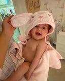 Pottery Barn Kids Pink Cotton Bunny Hooded Towel