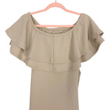 Hello Miz Tan Off the Shoulder Ruffle Maternity Dress- Size M