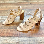 Splendid Tan Leather Lace Up Block Heel Sandals- Size 9.5 (sold out online, see notes)