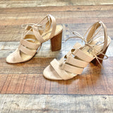 Splendid Tan Leather Lace Up Block Heel Sandals- Size 9.5 (sold out online, see notes)