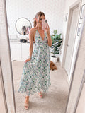 Petal + Pup Green and Blue Floral Print Halter Tie Dress NWT- Size 4