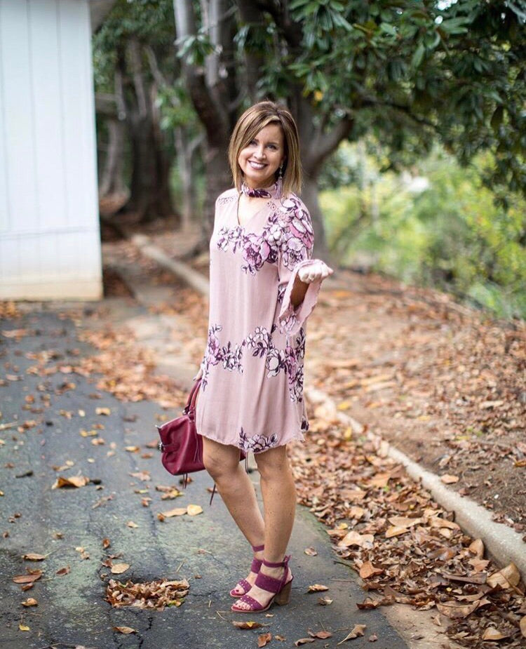 Blu Pepper Choker Floral Bell Sleeve Dress- Size S