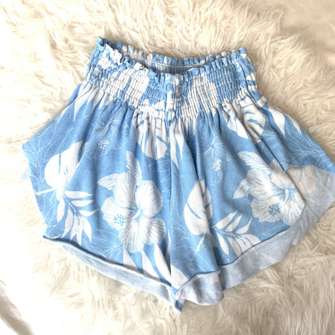 Wildfox Blue Smocked Cotton Shorts- Size S