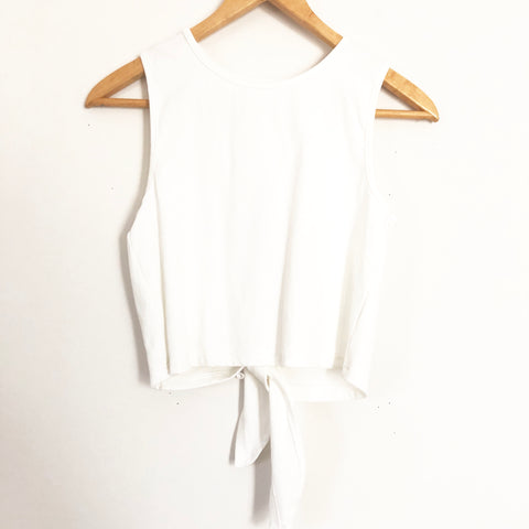 Vestique White Crop Top with Open Tie Back- Size S