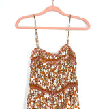 Indikah Orange and Pink Floral Wide Leg Cropped Jumpsuit- Size L
