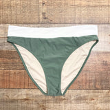 Beach Joy Sage/Cream Bikini Bottoms- Size L (we have matching top, see notes)