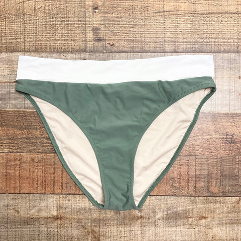 Beach Joy Sage/Cream Bikini Bottoms- Size L (we have matching top, see notes)