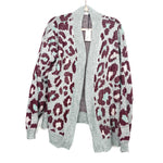 Amaryllis Grey and Wine Animal Print Cardigan NWT- Size XL/1X