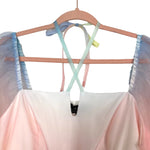 Eloquii Pastel Ombre Sheer Puff Sleeve Cross Strap Halter Tie Dress NWT- Size 14