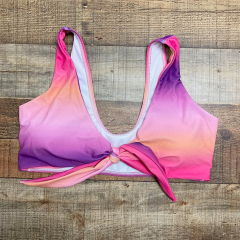 Pink Lily Hot Pink/Purple/Pink/Peach Ombre Front Tie Padded Bikini Top- Size L (we have matching bottoms)