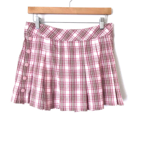 Limited Too Pink Plaid Pleated Hem Skirt- Size 16 (Youth 16)