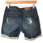 Vigoss Dark Wash Bermuda Distressed Cuffed Shorts- Size 1