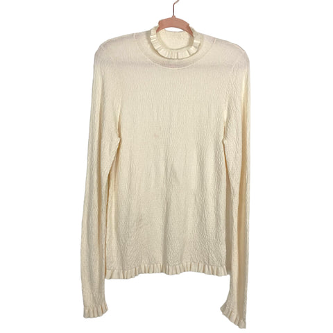 Rachel Parcell Cream Smocked Ruffle Turtleneck- Size XL (see notes, sold out online)