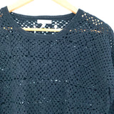 Joie Black Open Weave Crochet Top- Size XS