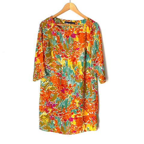 Zara Basic Floral Watercolor Shift Dress- Size S