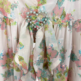 For Love & Lemons Light Pink Floral Sequin Hearts Off the Shoulder Dress with Detachable Pearl Heart Pin- Size ~S (see notes)