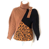 No Brand Mixed Print Cold Shoulder Sweater- Size M