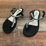 Steven Ella Black Rhinestone Flat Sandals- Size 7 (see notes)