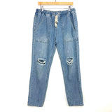 No Brand Drawstring Waist Distressed Jeans- Size XL (Inseam 29”)