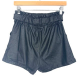 Windsor Black Coated Belted Shorts- Size M