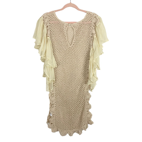 Free People Cream Ruffle Sleeve Dress- Size S (see notes, sold out onl   The Saved Collection