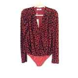Buddy Love Burgundy Velvet Animal Print Bodysuit NWT- Size S