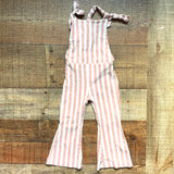 No Brand Mauve and White Striped Jumpsuit- Size ~9-12M (see notes)