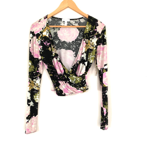 Leith Floral Cross Front Super Soft Top NWT- Size XS