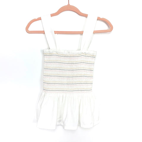 Pink Lily White/Striped Smocked Bodice Top- Size S