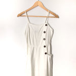 Shein White Brown Button Detail Jumpsuit with Side Slits- Size XS