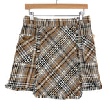 Pink Lily Mocha/Black/Cream Tweed Fringe Mini Skirt- Size M