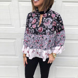 LOFT Floral Ruffle Sleeve Blouse- Size XS