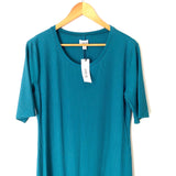 Caralyn Mirand The Drop Deep Teal Ribbed Fitted Dress with Front Slit NWT- Size XL