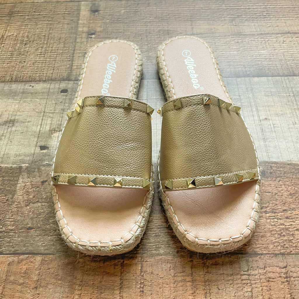 Weeboo Gold Studded Slide On Sandals Size 7 BRAND NEW CONDITION