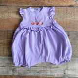 Bambino Purple Embroidered Pumpkin and Rosie Ruffle Romper- Size 9M