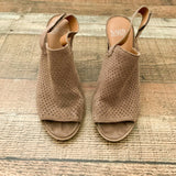 Franco Sarto Perforated Velcro Sling Back Block Heel Shoes- Size 6.5 Like New