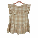 Universal Threads Cream/Tan Plaid Top- Size XS