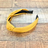 No Brand Mustard Ribbed Top Knot Headband