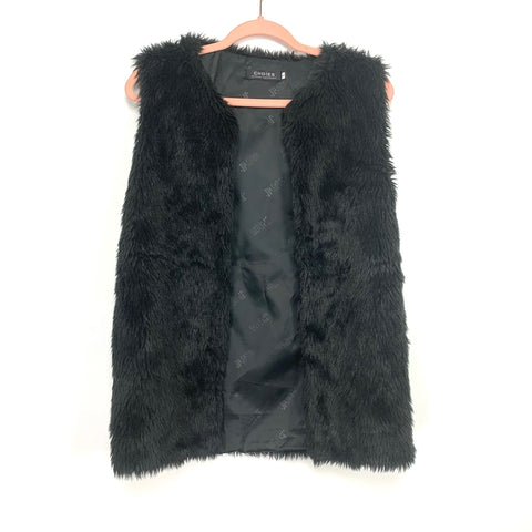 Choies Black Faux Fur Vest- Size L