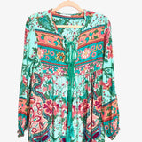 R. Vivimos Peacock Print Dress NWT- Size XS (0-2)