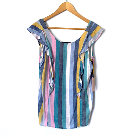 Gibson x The Motherchic Colorful Striped Ruffle Tank NWT- Size XS
