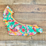 No Brand Tag (Antonio Melani) Floral One Shoulder Ruffle Padded Bikini Top- Size ~S (see notes, we have matching bottoms)