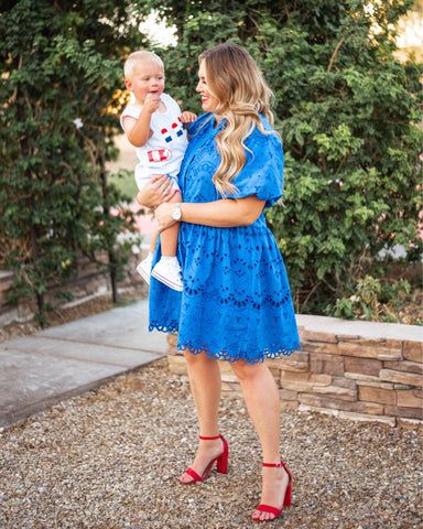 Anthropologie Blue Eyelet Button Up Dress with Slip- Size L – The Saved Collection