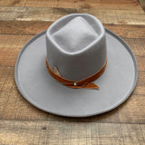 Glitzy Bella Grey Wool Hat with Velvet Ribbon Trim and Adjustable Inner Tie (LIKE NEW, sold out online)