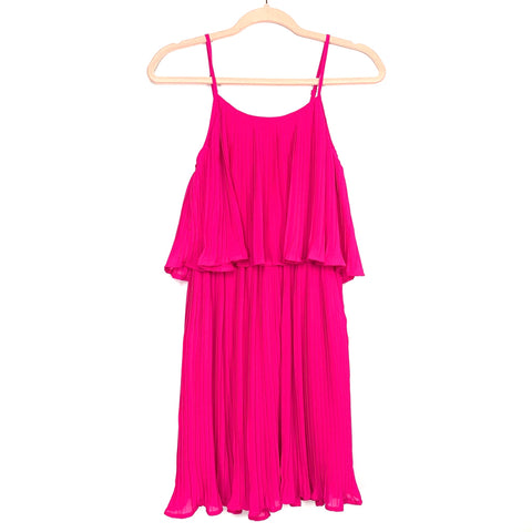 Ya Los Angeles Hot Pink Pleated Ruffle Top Dress- Size S (see notes)