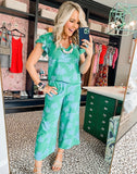 Gibson Look Green/Blue Bring On The Happy Cropped Pant- Size XXS (Inseam 23" - We Have Matching Top!)
