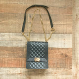 No Brand Black Faux Leather Quilted Handbag (LIKE NEW)