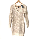Abercrombie&Fitch Ivory/Tan Animal Print V Neck Sweater Dress NWT- Size S